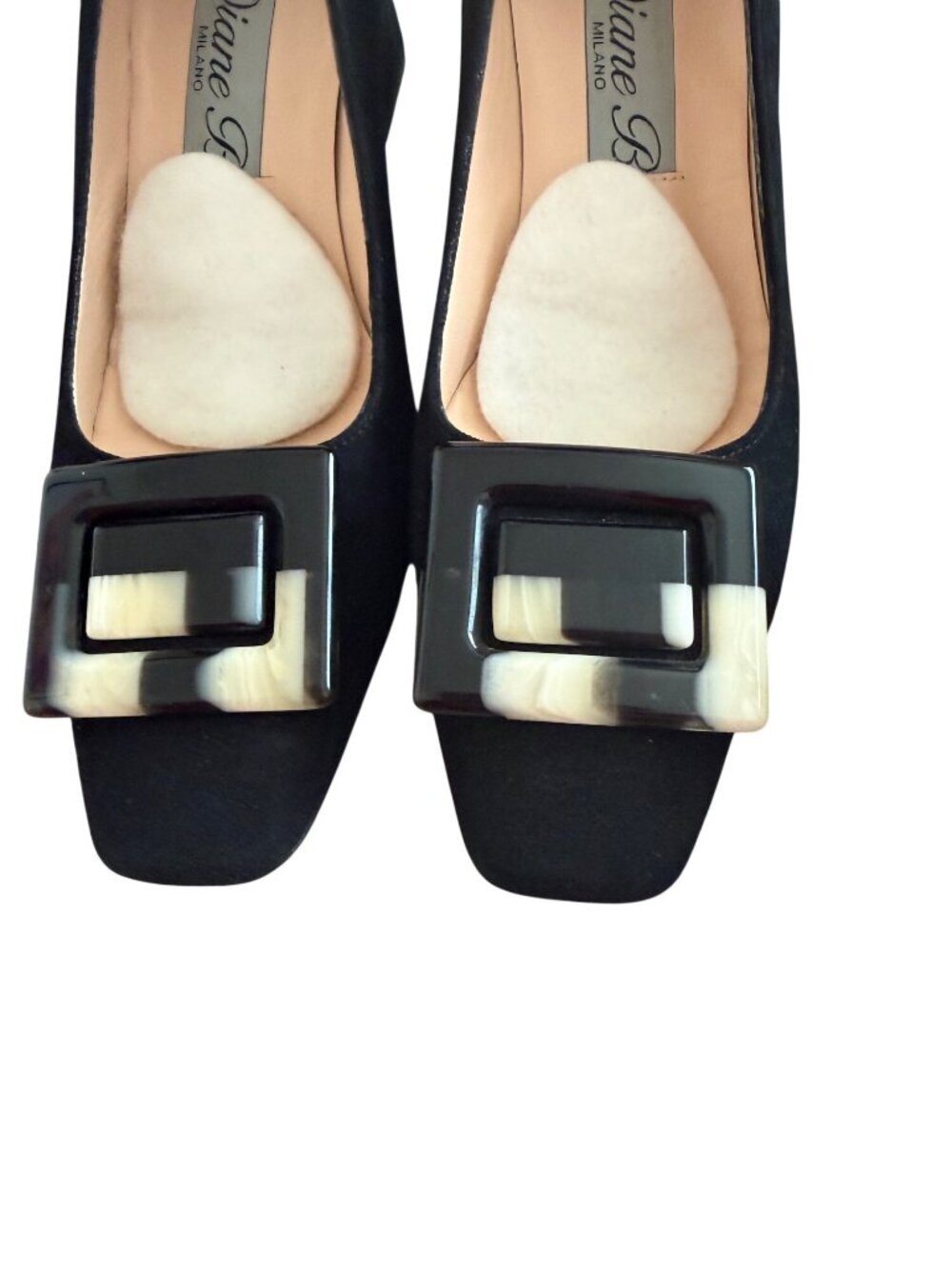 Diane B. Milano Womens Chunky Heel Suede Pumps Size US 7.5 Buckle Detail Classic - Picture 10 of 16
